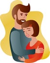 Young couple cuddling on gradient background Valentines day flat design