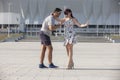 Young couple dances Caribbean Salsa. Social activity concept Royalty Free Stock Photo