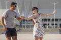 Young couple dances Caribbean Salsa. Social activity concept Royalty Free Stock Photo