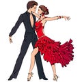 Young couple dancing ballroom latin dance