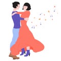 Young couple is dancing in a dance.