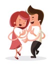 Young couple dancing illustration cartoon character Royalty Free Stock Photo