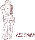 Young couple dancing kizomba vector draw