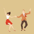Young couple dancing lindy hop Royalty Free Stock Photo