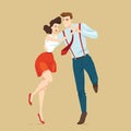 Young couple dancing lindy hop Royalty Free Stock Photo