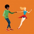 Young couple dancing lindy hop Royalty Free Stock Photo