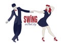 Young couple dancing swing, lindy hop or rock and roll Royalty Free Stock Photo