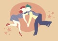 Young couple dancing swing, rock or lindy hop