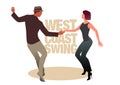 Young couple dancing swing. West Coast Style Royalty Free Stock Photo