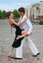 Young couple dancing tango