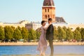 Young couple dancing tango outdoor Royalty Free Stock Photo
