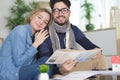 Young couple designing new home interior Royalty Free Stock Photo