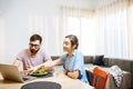 Young couple dinning in the living room Royalty Free Stock Photo