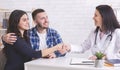 Young couple at doctor`s office during visit