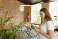 Young couple doing apartment repair together themselves Royalty Free Stock Photo