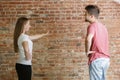 Young couple doing apartment repair together themselves Royalty Free Stock Photo