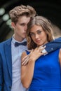 Young couple dressed for prom or party