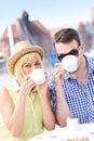 Young couple drinking coffee Royalty Free Stock Photo