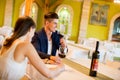 Young couple drinking red wine Royalty Free Stock Photo