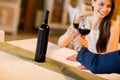 Young couple drinking red wine Royalty Free Stock Photo