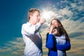 Young couple drinking red wine Royalty Free Stock Photo