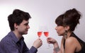 Young couple drinking rose wine Royalty Free Stock Photo