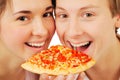 Young couple eating pizza Royalty Free Stock Photo