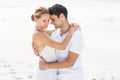 Young couple embracing on the beach Royalty Free Stock Photo