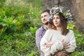 Young couple hipster hugging in nature Royalty Free Stock Photo