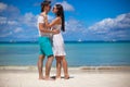 Young couple enjoying each other on a tropical Royalty Free Stock Photo