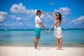 Young couple enjoying each other on a tropical Royalty Free Stock Photo