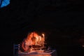 Young couple enjoying a romantic dinner by candlelight, outdoor Royalty Free Stock Photo