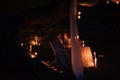 Young couple enjoying a romantic dinner by candlelight, outdoors Royalty Free Stock Photo