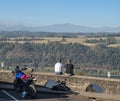 Young couple hanging out with a view of the Washington state landscape Royalty Free Stock Photo