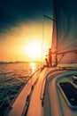Young couple on the sailing boat Royalty Free Stock Photo
