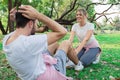 Young couple excercise in the park Royalty Free Stock Photo