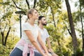 Young couple excercise in the park Royalty Free Stock Photo