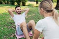 A Young couple excercise in the park Royalty Free Stock Photo