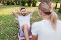 Young couple excercise in the park Royalty Free Stock Photo