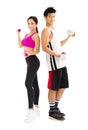 Young couple exercising with dumbbell Royalty Free Stock Photo