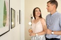 Young couple at exhibition Royalty Free Stock Photo