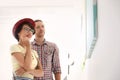 Young couple at exhibition Royalty Free Stock Photo