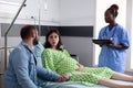 Young couple expecting child in hospital ward Royalty Free Stock Photo