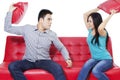 Young couple and expression angry Royalty Free Stock Photo