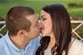 Young couple family kissing