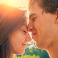 Young couple flirting outdoors Royalty Free Stock Photo