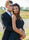 Young couple flirting outdoors Royalty Free Stock Photo