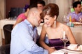 Young couple flirting at restaurant table Royalty Free Stock Photo