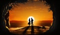 Young couple is getting engaged man propose woman at sunset image generative AI