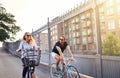 Young couple going for a summer bicycle ride Royalty Free Stock Photo